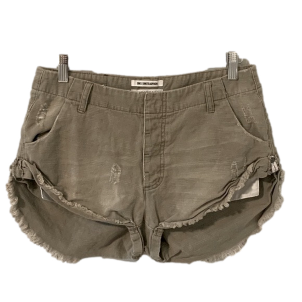 ONETEASPOON | Olive Distressed Shorts​